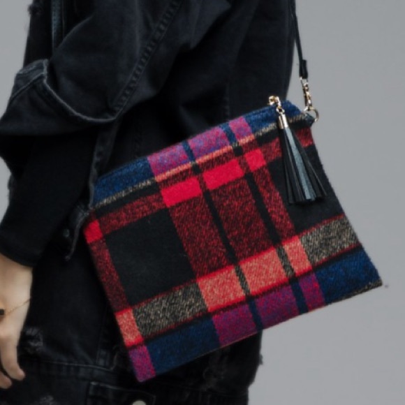 Plaid Print Crossbody / Clutch Bag - Picture 2 of 6